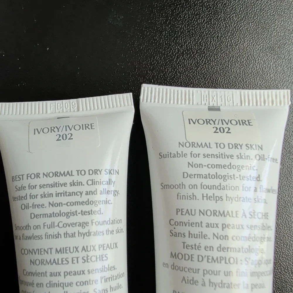 Lot of 2 Mary Kay Full Coverage Foundation Ivory 202 Normal Dry Skin 1oz 368500